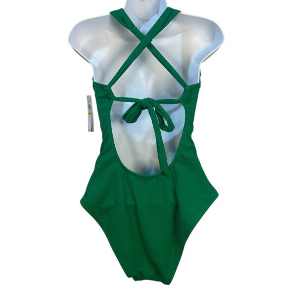 Becca Color Prism Textured One-Piece Swimsuit Green Women Medium NWT - Picture 5 of 10